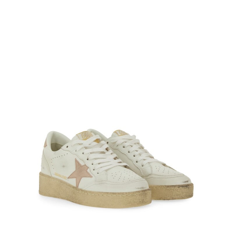 Golden Goose – Ball Star 2 Sneaker in Pelle Bianca con Stella Rosa Cipria – Donna – FW25