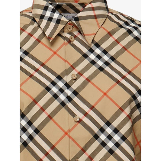 Burberry Camicia in Cotone Motivo Check Beige – Nuova con Cartellino