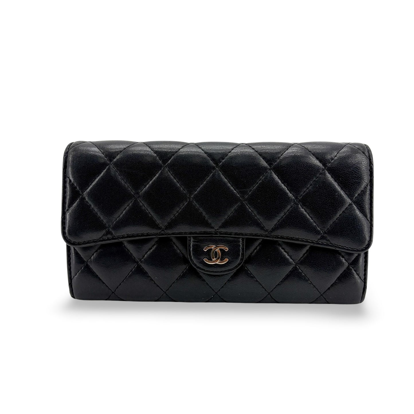 Chanel Chanel Classic Flap Long Wallet Gold Hardware Black GOOD