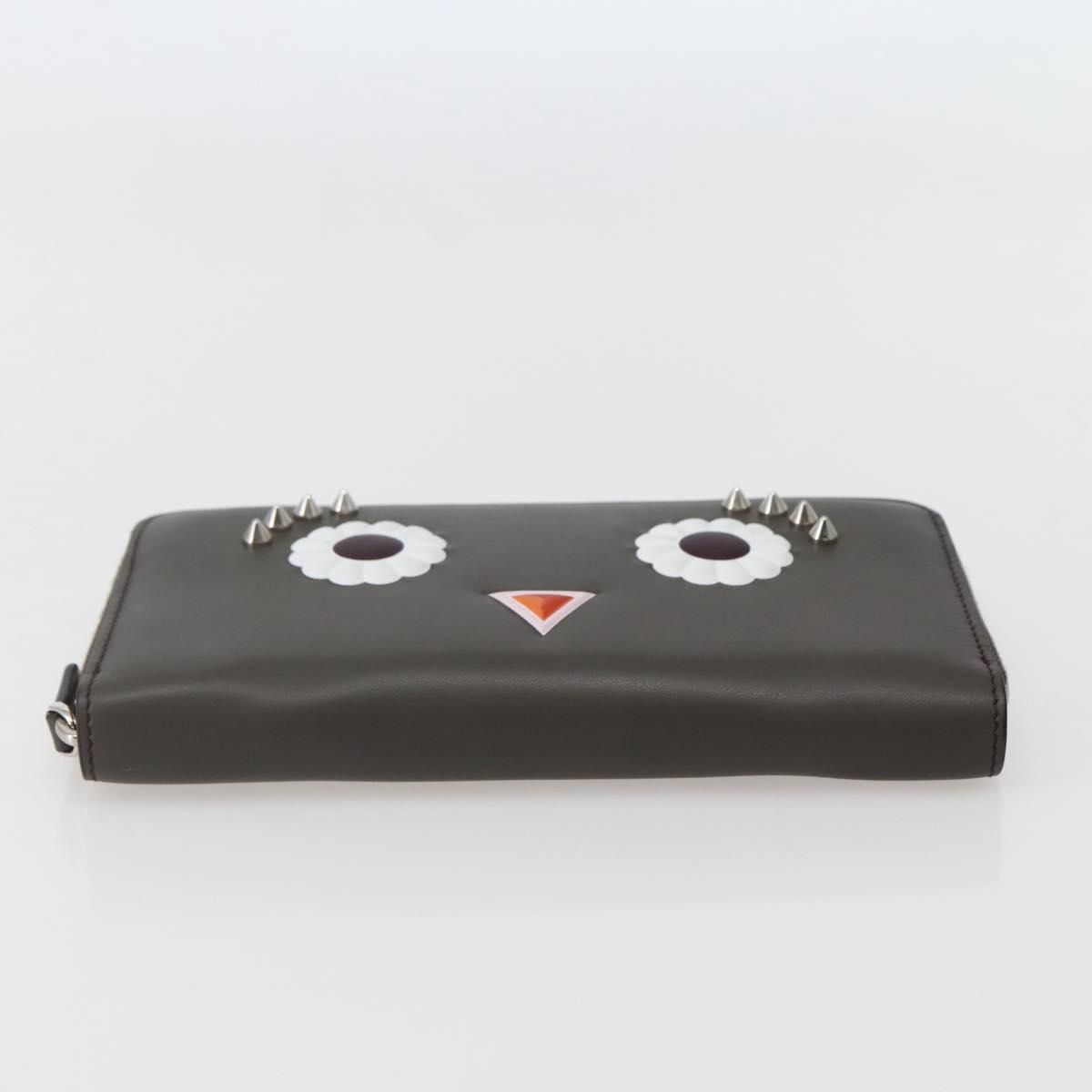 Fendi – Portafoglio Lungo Monster Eyes in Pelle Grigia – Condizioni Eccellenti (Rank SA)