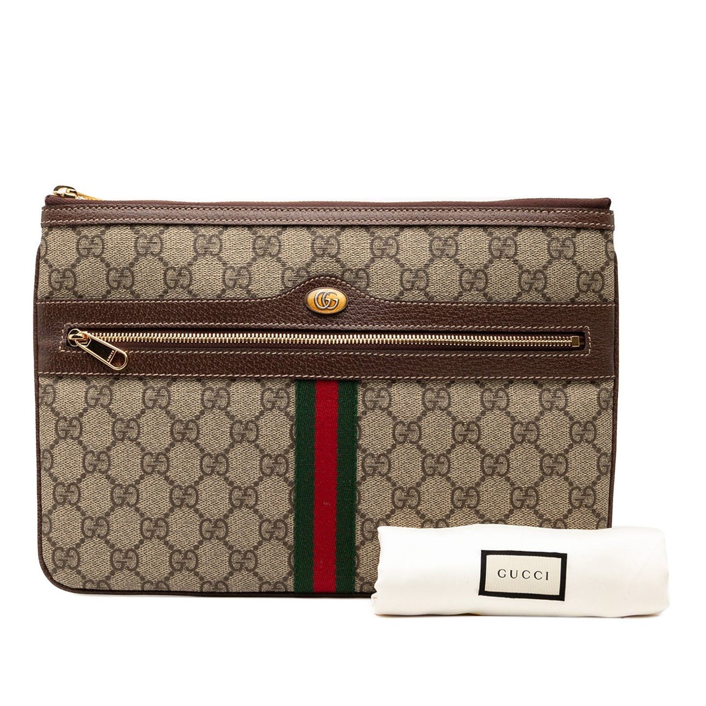 Gucci Ophidia GG Supreme – Pochette in Tela Rivestita, Brown – 20 x 28,5 cm - Etoilux