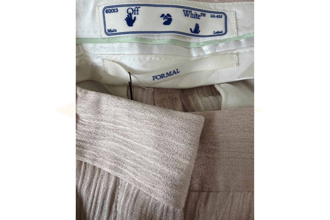 Off - White Pantaloni eleganti a gamba dritta in raso a coste rosa chiaro Off - White, taglia IT 38 (UK 6) - Etoilux