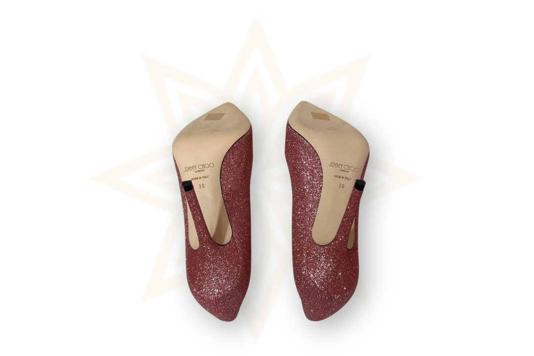 Décolleté Jimmy Choo Romy 85 in Glitter Rosa (Nuove con Cartellino) - Etoilux