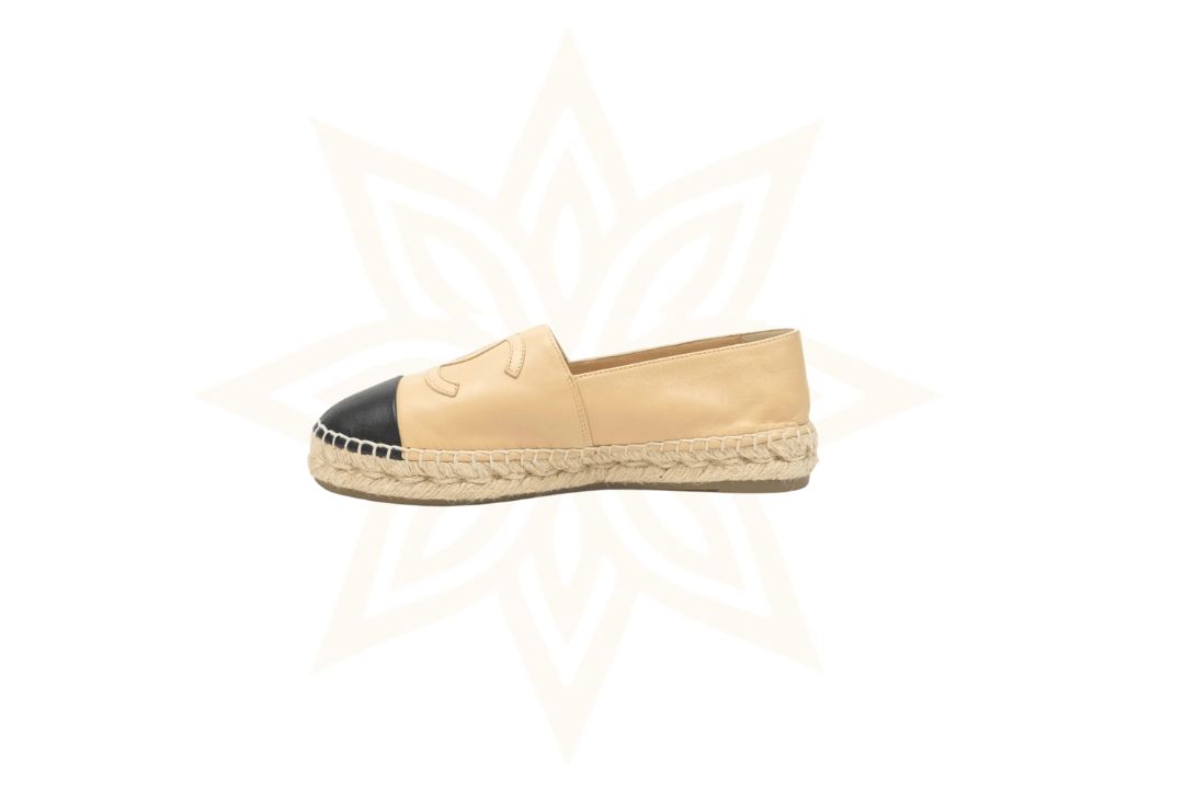 Chanel Espadrilles Iconiche Bicolor Beige/Nero in Pelle - Etoilux