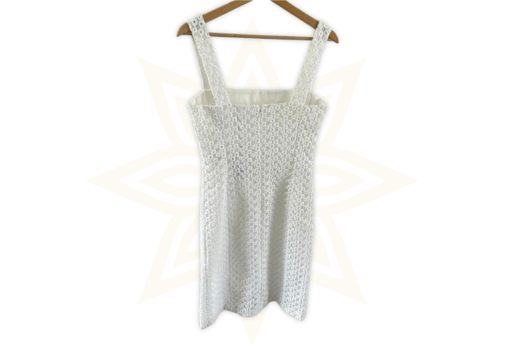 Abito Céline bianco in cotone ricamato – Nuovo con etichetta - Etoilux