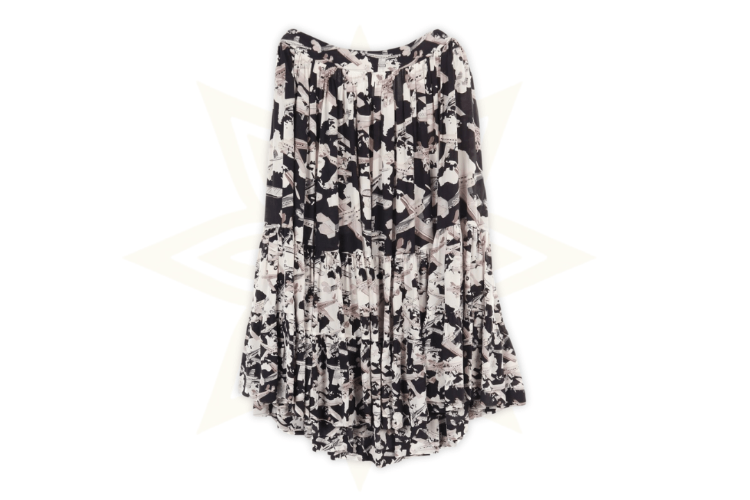 CHANEL – Gonna plissettata in pura seta con stampa aeronautica (Collezione 06P) Taglia: 42 IT Made in France - Etoilux