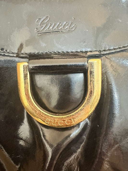 Gucci Indy Hobo Vernice Nera – Iconico Glamour Retrò - Etoilux