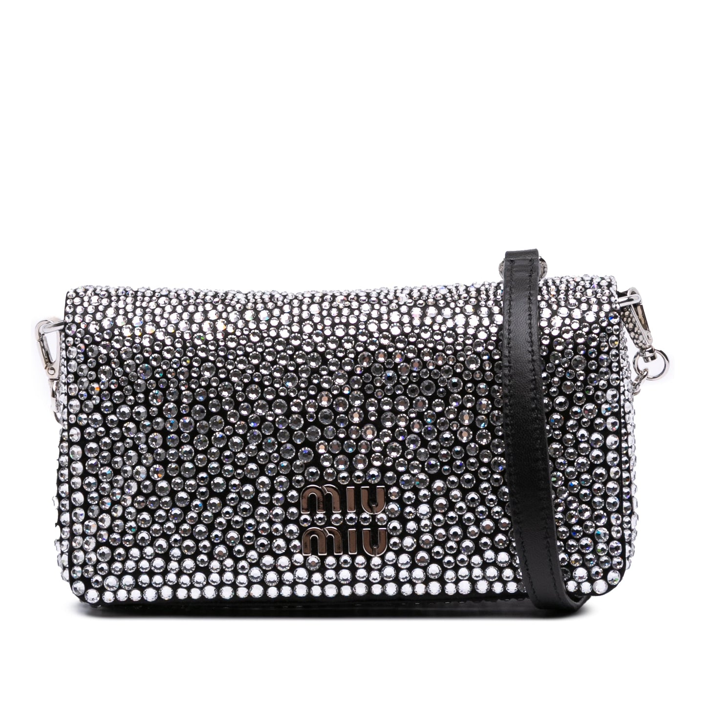 Prada Mini tracolla in raso con catena decorata con cristalli - Etoilux