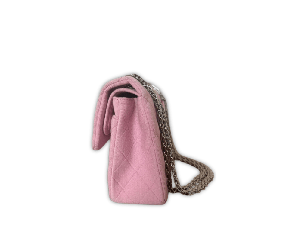 Chanel Classic Flap in Tweed Rosa con Hardware Argento - Etoilux