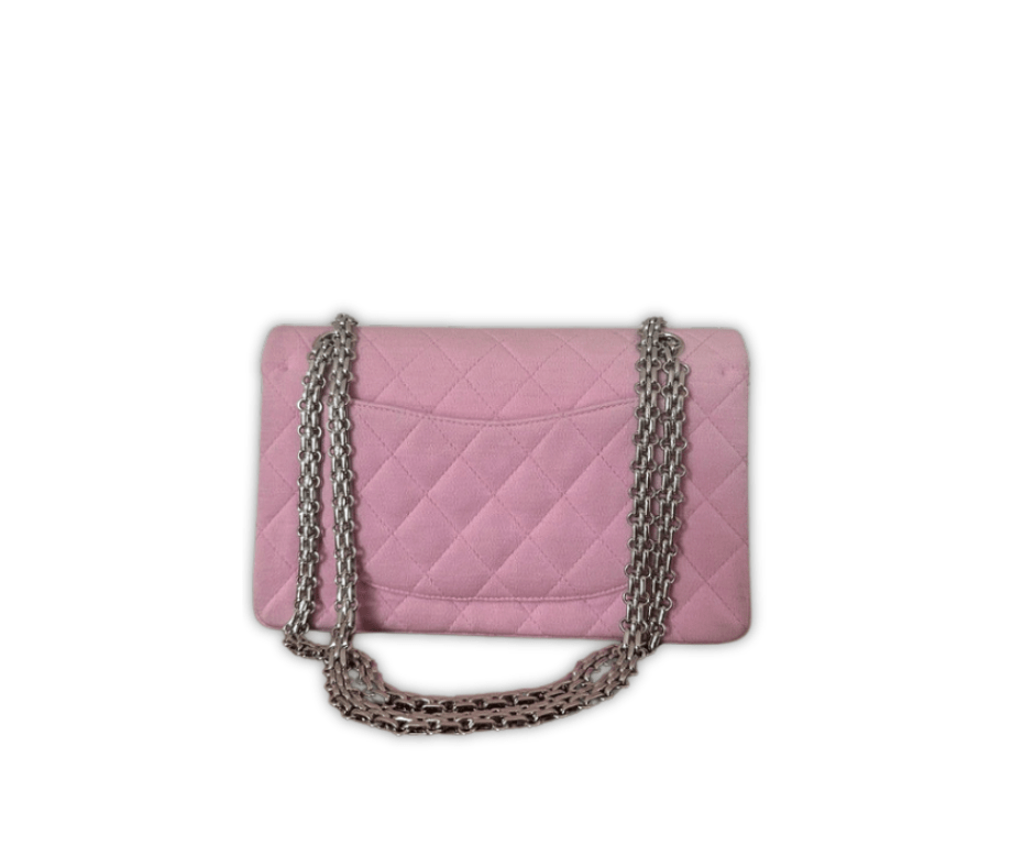 Chanel Classic Flap in Tweed Rosa con Hardware Argento - Etoilux