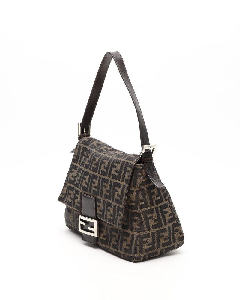 Fendi Mamma Baguette Tela Zucca Marrone Vintage – 28 cm - Etoilux