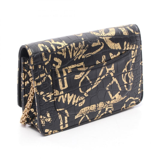 Chanel 2.55 Reissue WOC – Pelle Croco - Embossed Nera Graffiti Gold – 19 cm - Etoilux