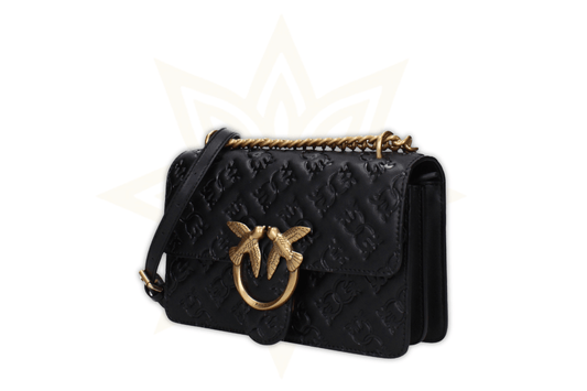 Pinko Love Classic Icon Simply 22 in pelle nera goffrata - Etoilux