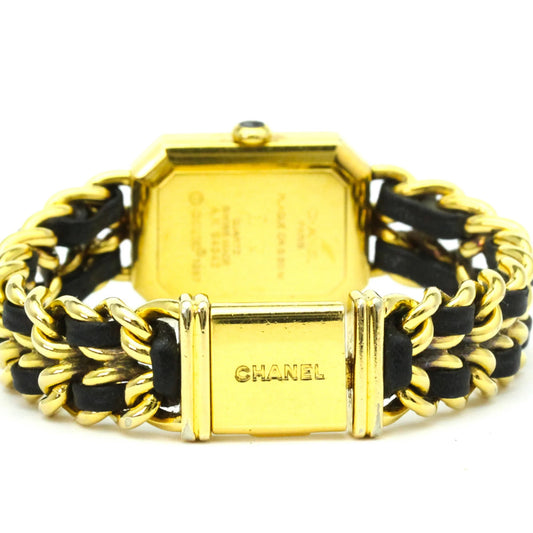 Chanel Première Taglia M Quarzo Placcato Oro / Pelle Nera 1987 – Ref. H0001 - Etoilux