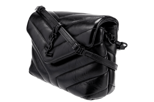 Saint Laurent LouLou Puffer Small in pelle nera matelassé – Black Hardware - Etoilux