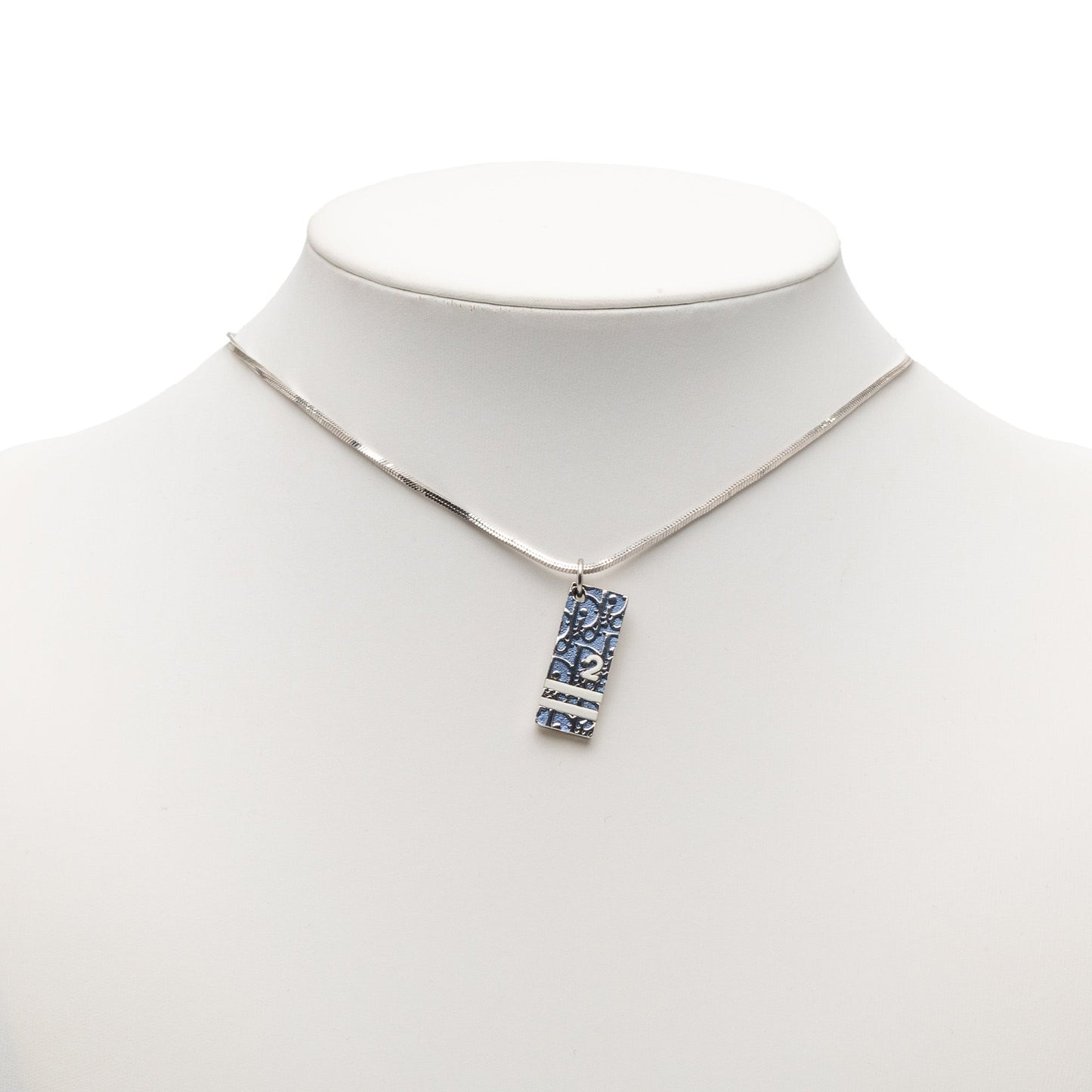 Christian Dior – Collana con Ciondolo Smalto Obliquo – Argento Placcato - Etoilux