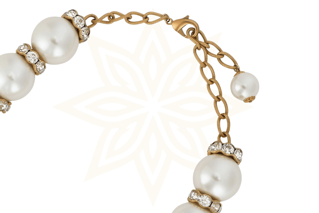 Dolce & Gabbana Collana con catena in oro e cristalli di perle finte bianche maxi - Etoilux