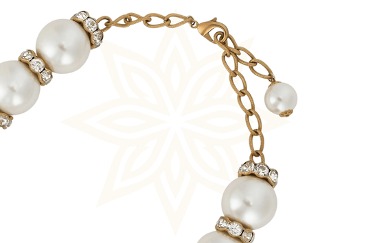 Dolce & Gabbana Collana con catena in oro e cristalli di perle finte bianche maxi - Etoilux