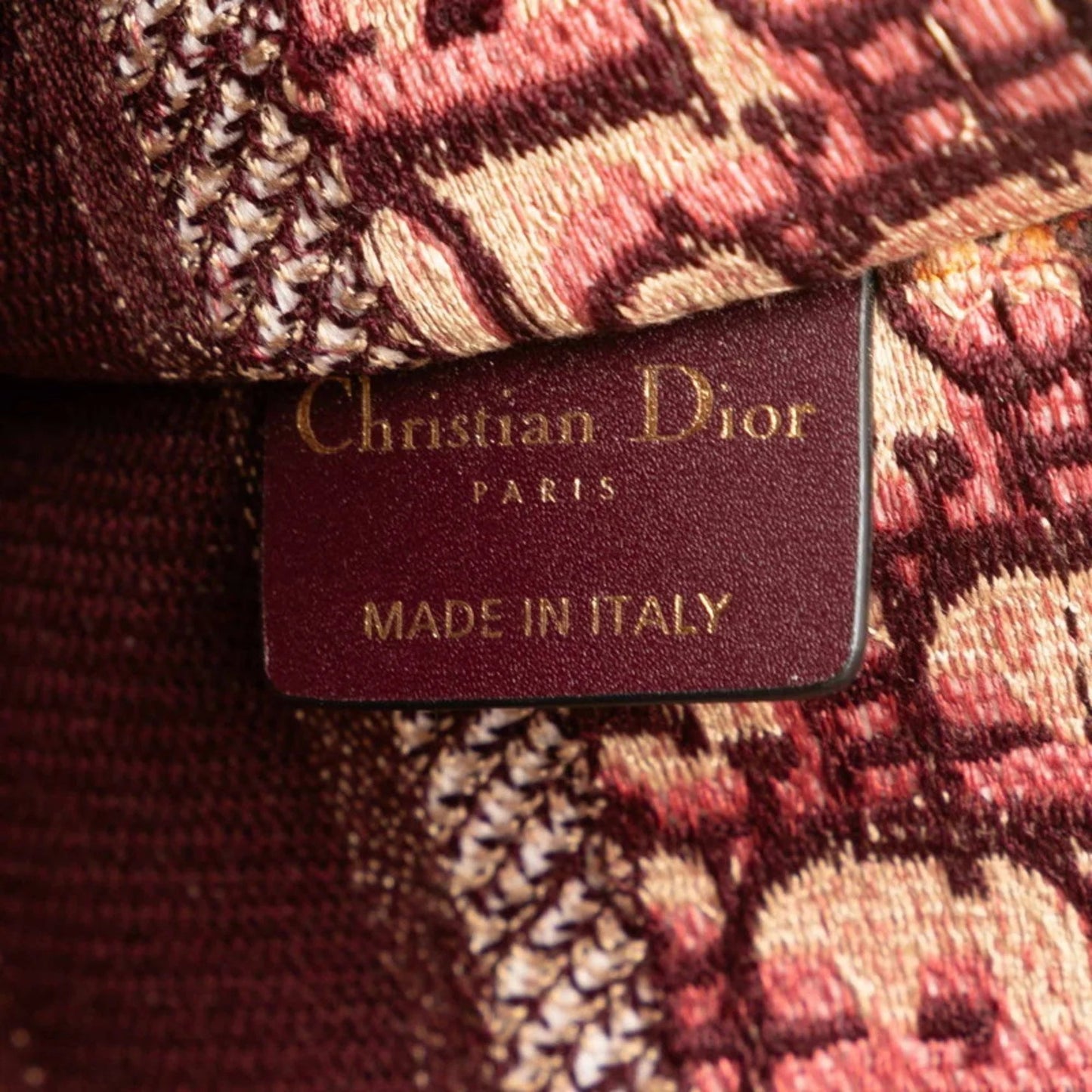 Christian Dior Borsa a mano Christian Dior Dior Lady Oblique Embroidery Mini Book Tote Bag Borsa a mano in tela rosso vino beige da donna - Etoilux