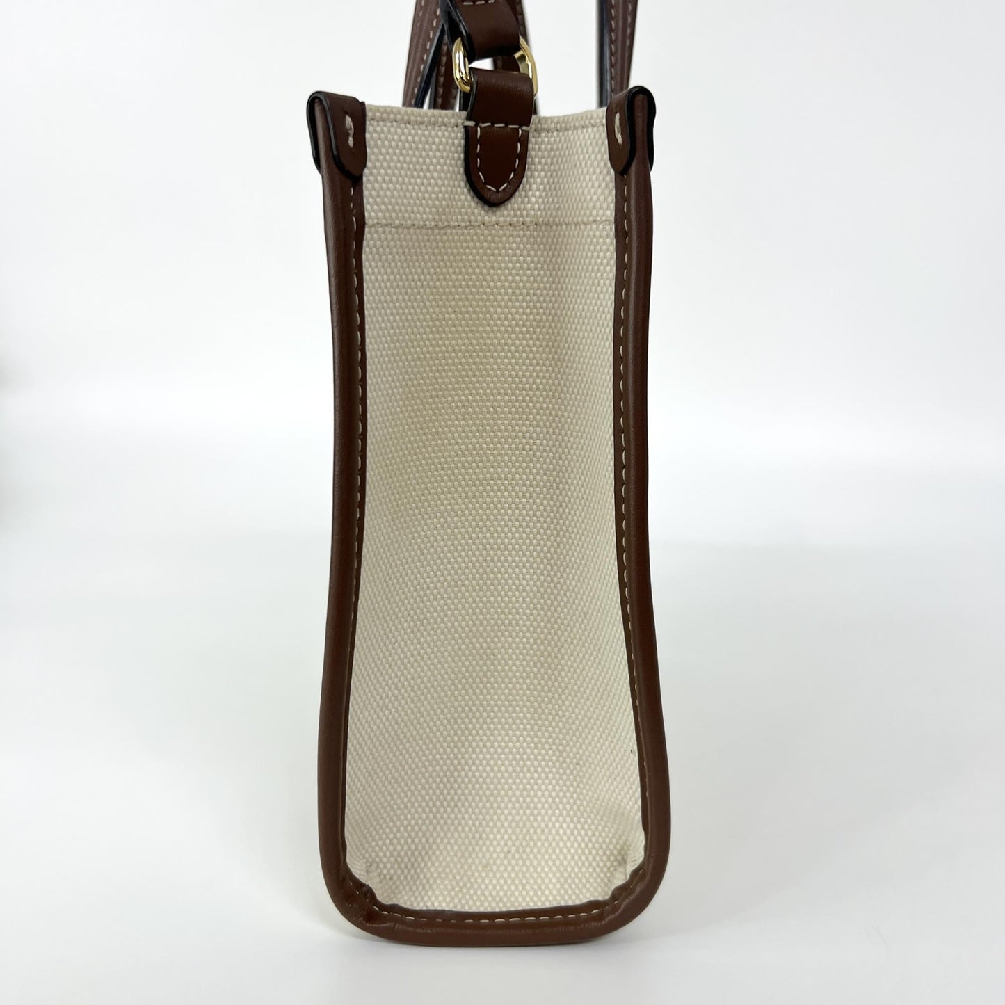 Burberry Mini Freya Tote in Tela e Pelle – Naturale/Marrone – 22 cm - Etoilux