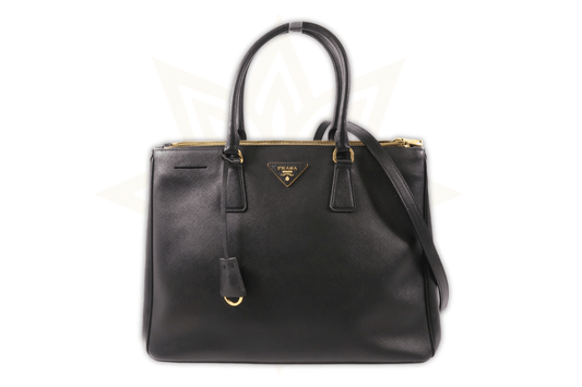 Prada Galleria Medium in Saffiano Nero con finiture dorate - Etoilux