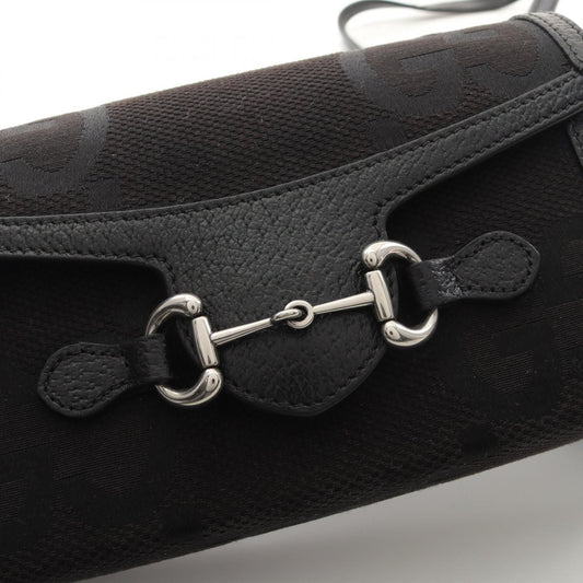 GUCCI Horsebit 1955 Jumbo GG Shoulder Bag in Canvas e Pelle Nera - Etoilux