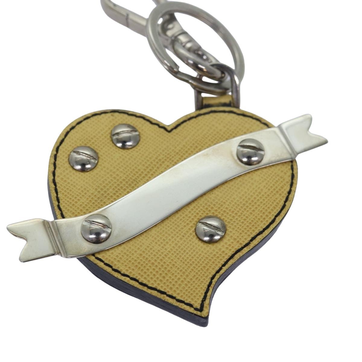 Prada Portachiavi Bag Charm Cuore in Pelle Saffiano Gialla con Freccia – 11 cm - Etoilux