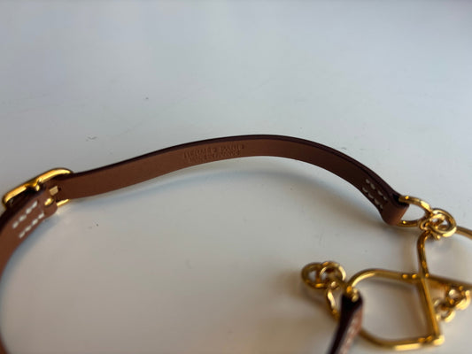 Hermès Étrier Double Tour Pelle Gold/Naturel Hardware Dorato – Taglia Unica - Etoilux