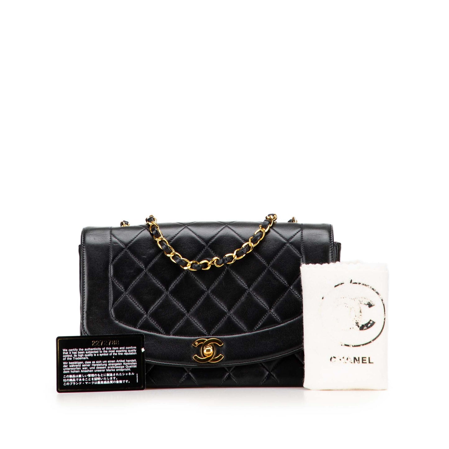 Chanel Diana Flap Medium in pelle di agnello nera – Vintage 1991/1994 - Etoilux