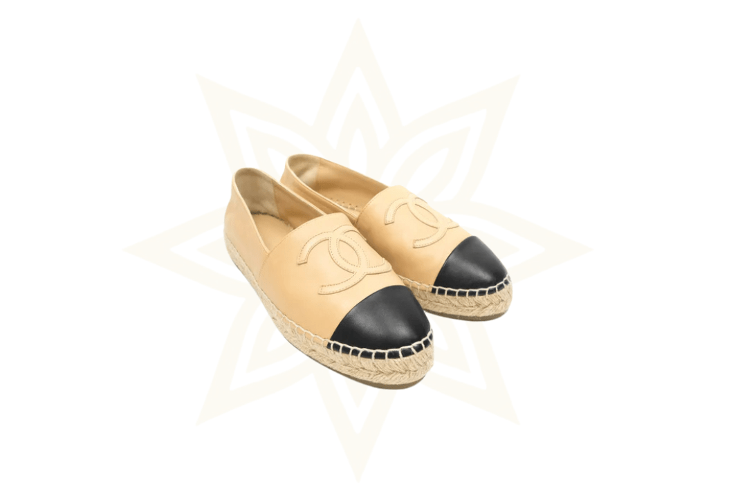 Chanel Espadrilles Iconiche Bicolor Beige/Nero in Pelle - Etoilux