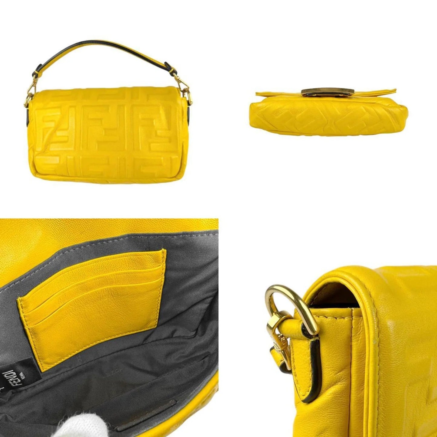 FENDI borsa a mano borsa a tracolla mini baguette pelle gialla donna 8BS017 A72V z4009 - Etoilux