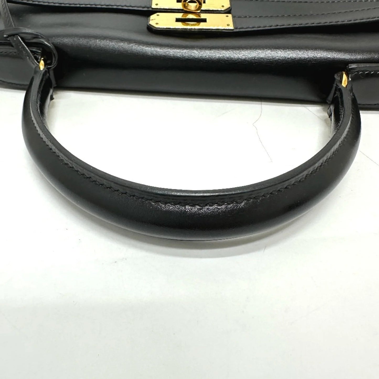 HERMES Kelly 35 con marchio S, borsa tote, borsa a mano con impunture, pelle di vitello box, da donna, nera - Etoilux