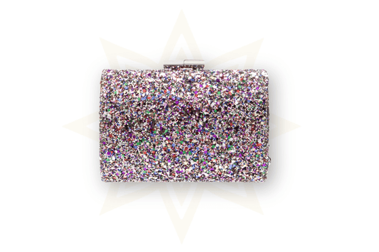 Jimmy Choo Minaudière glitterata con etichette - Etoilux