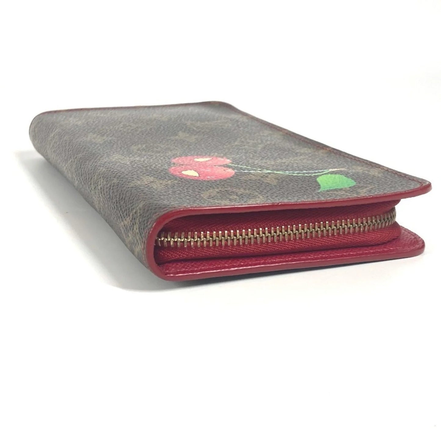 LOUIS VUITTON M95006 Monogram Cherry Takashi Murakami Porte Monnaie Zip Portafoglio lungo con cerniera rotonda in tela da donna Marrone - Etoilux
