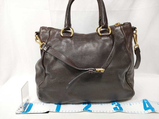 Prada Borsa in Vitello Daino – Testa di moro - Etoilux