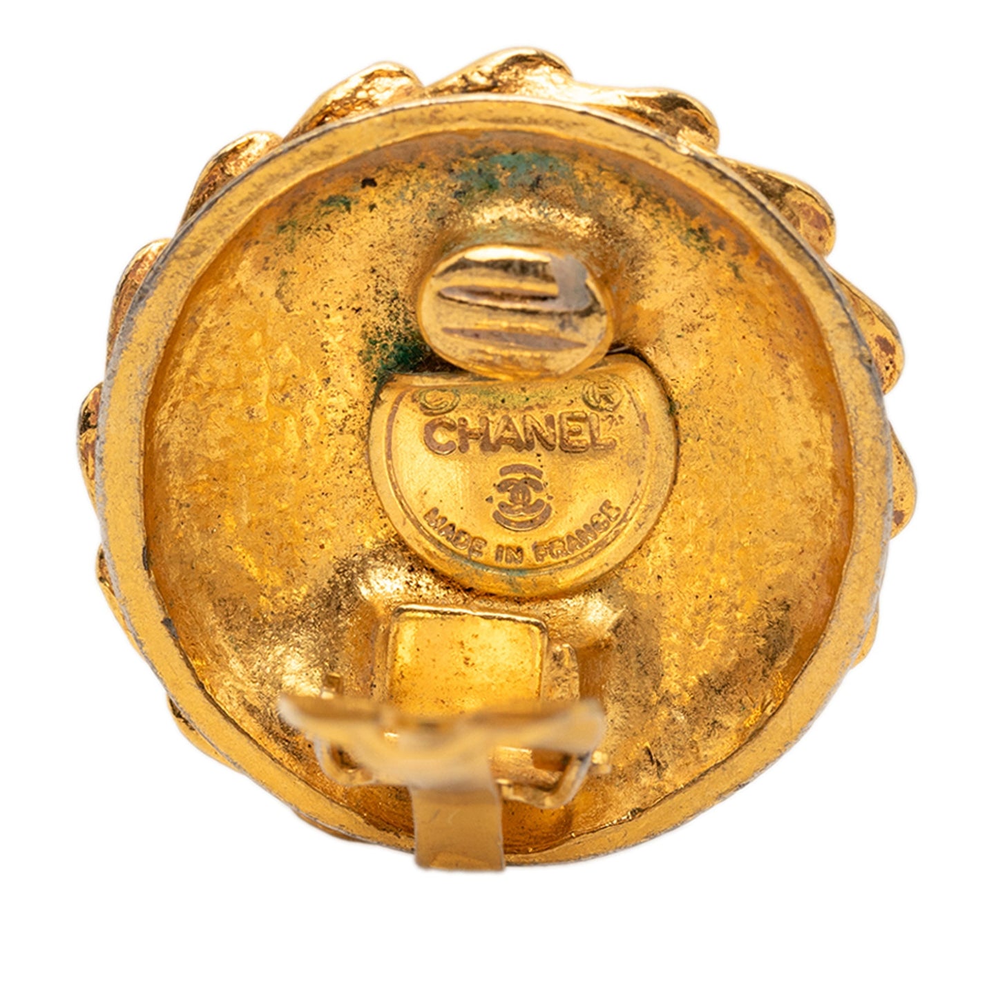 Chanel Orecchini Vintage Coco Figure Clip Metallo Placcato Oro — Anni 1970–1980 - Etoilux