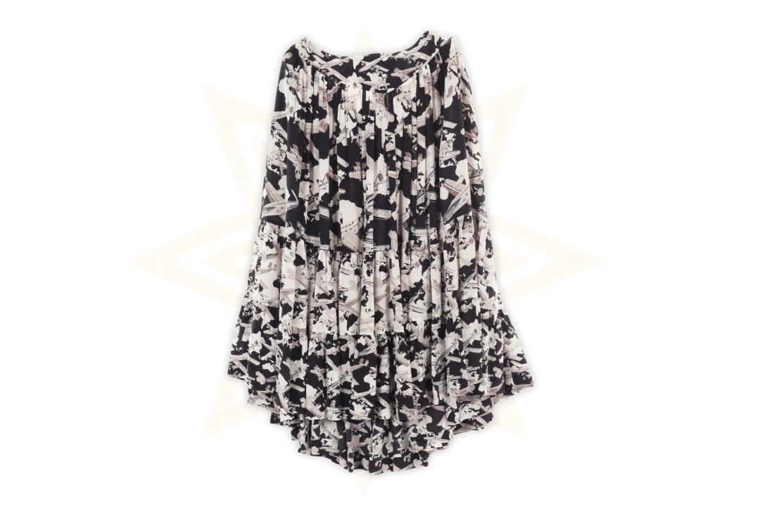 CHANEL – Gonna plissettata in pura seta con stampa aeronautica (Collezione 06P) Taglia: 42 IT Made in France - Etoilux