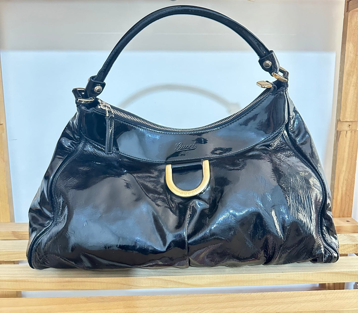 Gucci Indy Hobo Vernice Nera – Iconico Glamour Retrò - Etoilux