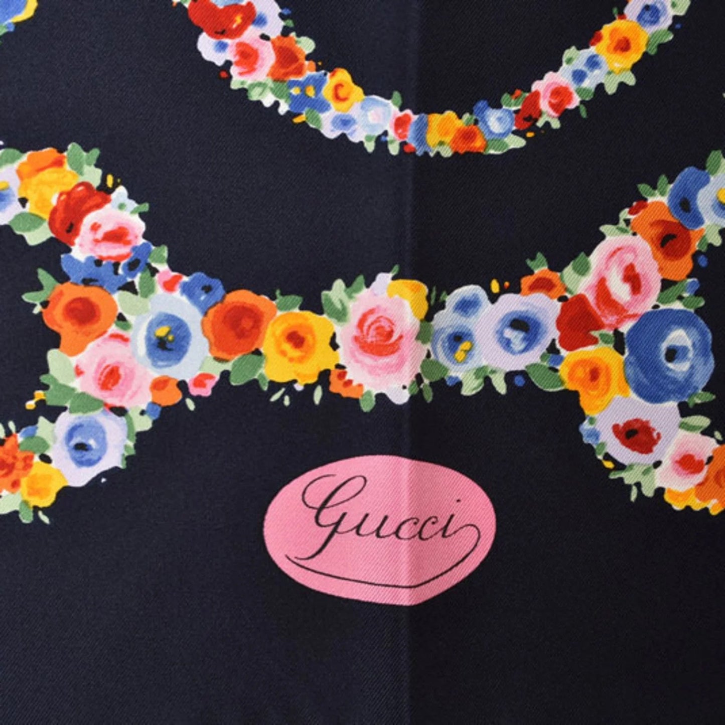 Gucci Sciarpa Gucci a fiori grandi multicolore blu navy - Etoilux