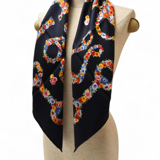 Gucci Sciarpa Gucci a fiori grandi multicolore blu navy - Etoilux