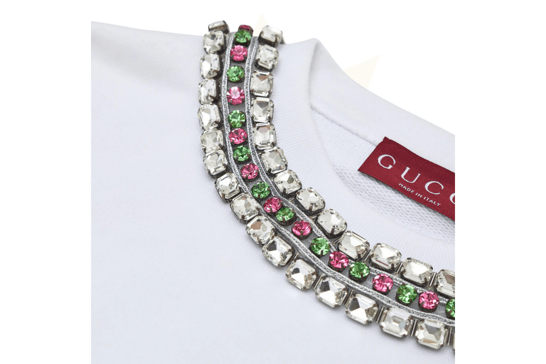 Gucci Felpa Bianca con Collo Gioiello Gucci - Etoilux