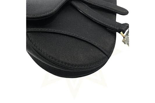 Dior Saddle Bag in raso nero con cristalli – Vintage d’eccezione - Etoilux