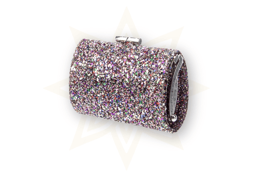 Jimmy Choo Minaudière glitterata con etichette - Etoilux