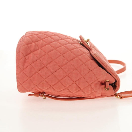 Chanel Zaino Denim Trapuntato Corallo Hardware Dorato – 20 cm - Etoilux