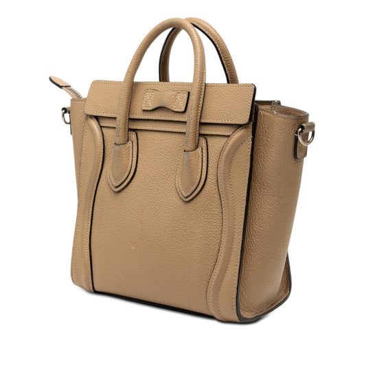 Céline Luggage Nano Pelle di Vitello Beige Dune Hardware Argento – 19,5 cm - Etoilux