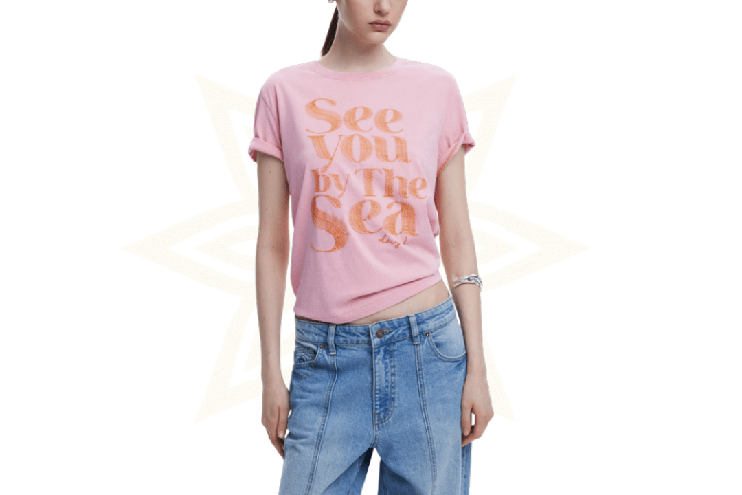 T-shirt Desigual rosa “See you by the Sea” – 100% cotone - Etoilux