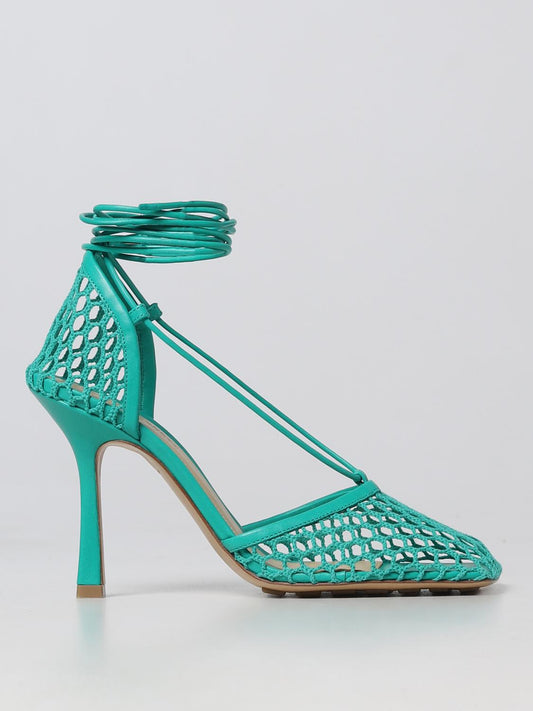 Bottega Veneta Sandalo in tessuto verde e pelle - Etoilux