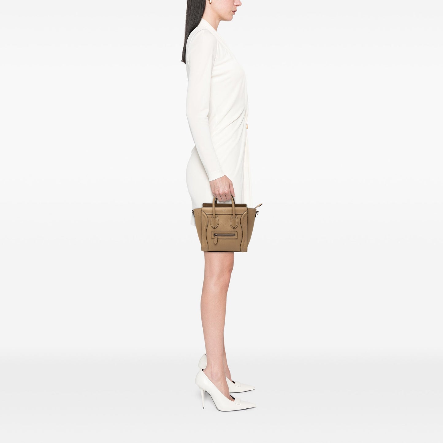 Céline Luggage Nano Pelle di Vitello Beige Dune Hardware Argento – 19,5 cm - Etoilux