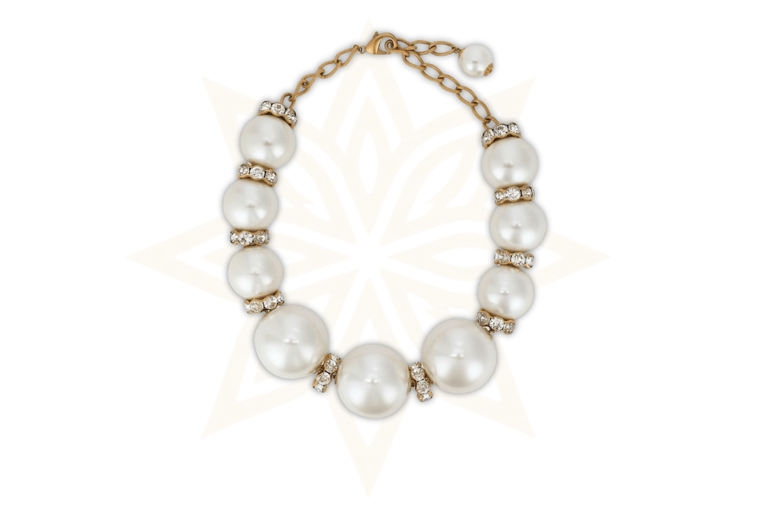 Dolce & Gabbana Collana con catena in oro e cristalli di perle finte bianche maxi - Etoilux