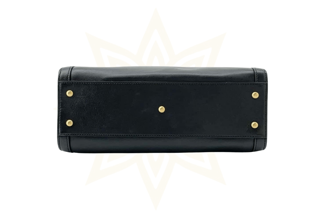 Gucci Diana Medium Tote Bag in pelle nera con manico in bamboo - Etoilux